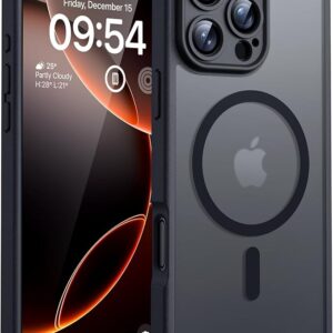 Case for Magsafe, Full Camera Protection, Shockproof, Scratch-Resistant, Translucent Back, Magnetic Mobile Phone Case, Black